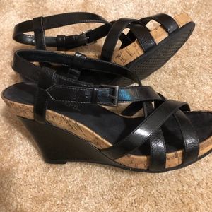 Aerosoles Black wedge dress sandal size 7-1/2 NWOB